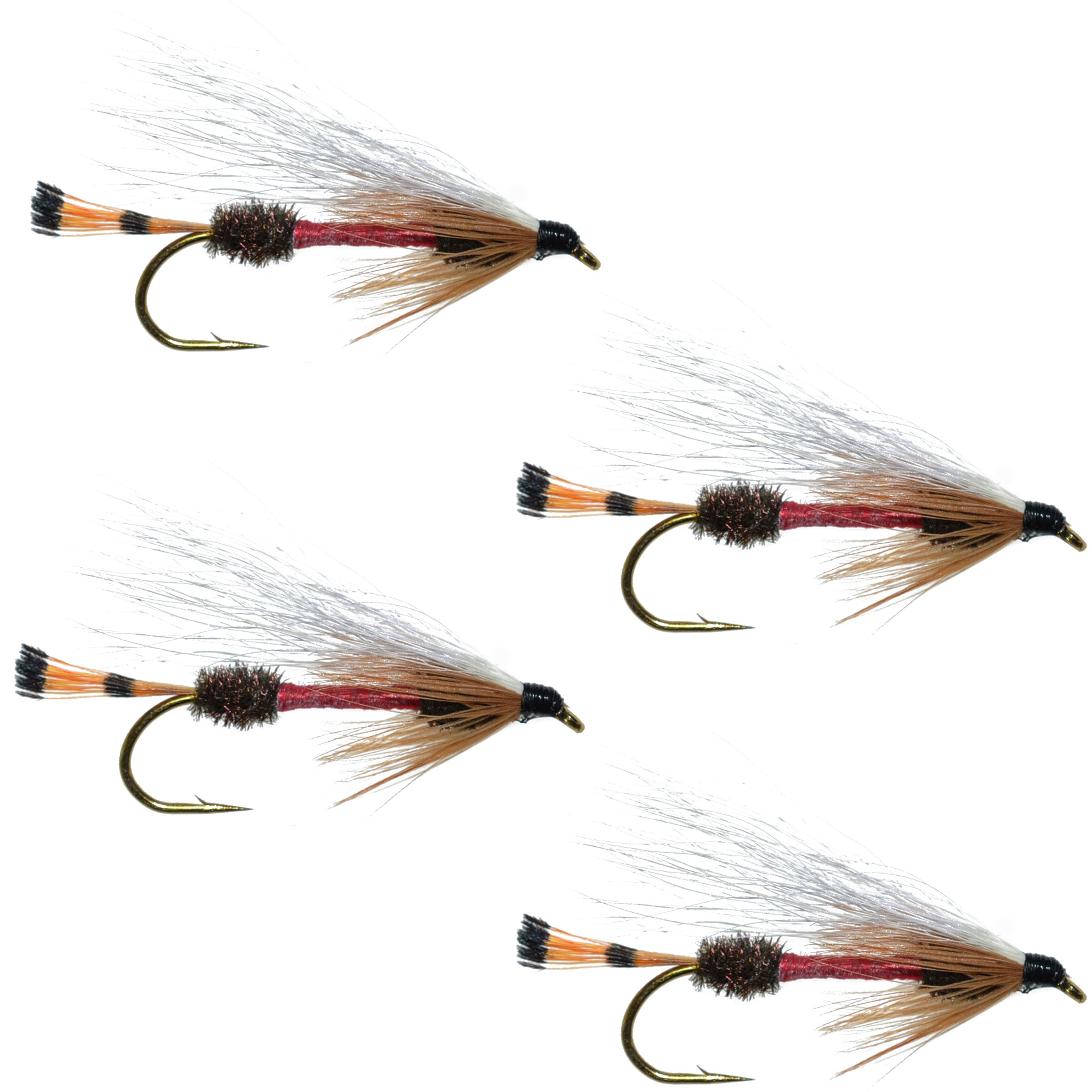 Royal Coachman Bucktail Classic Streamer-Fliegen - 4er Set - Hakengröße 4
