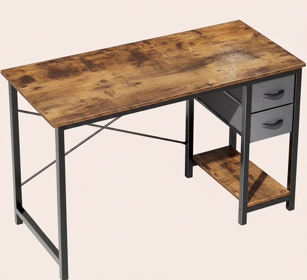 40/47 Zoll Computertisch mit Stoffschubladen, Moderner Home-Office-Tisch