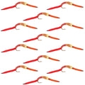 San Juan Worm Bead Head Power Worm Half and Half V-Rib - 1 Dozen Nymph Flies Hook Size 10