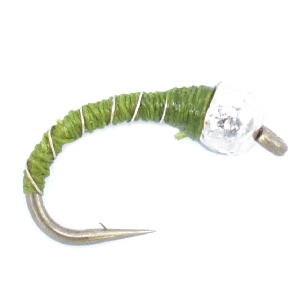 3er-Pack Bead Head Olive Zebra Midge Stillwater-Nymphe Hakengröße 16