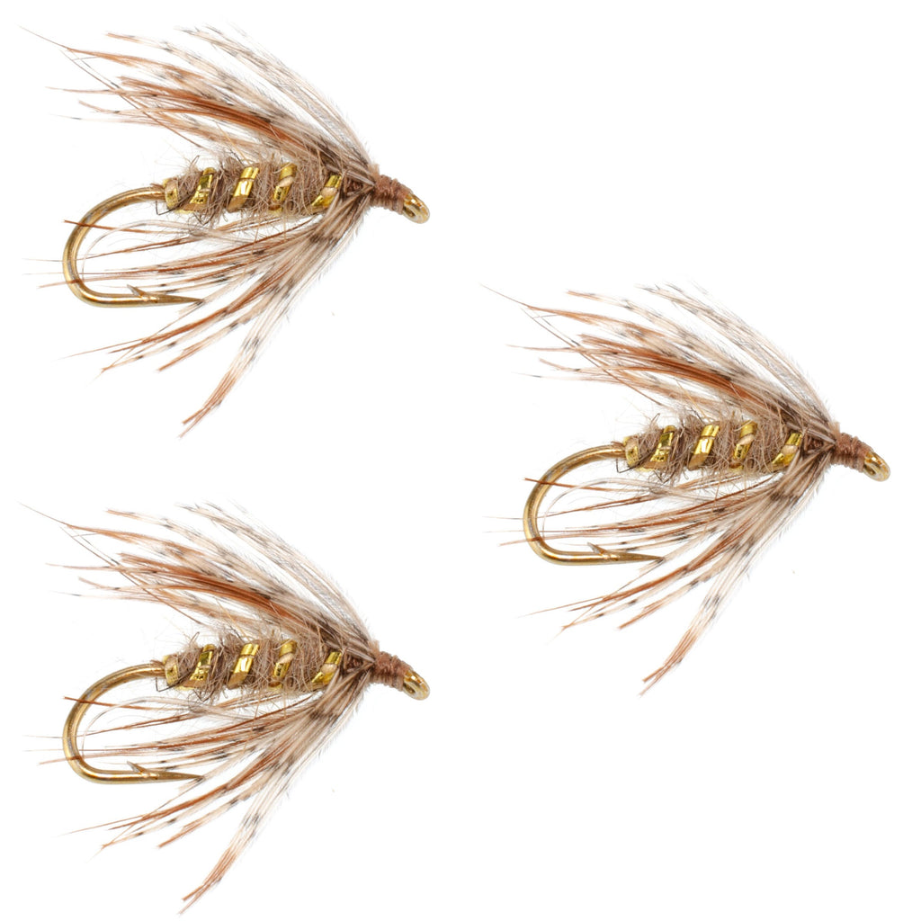 3er-Pack Soft Hackle March Brown Partridge Fliegen zum Nassfliegenfischen – Hakengröße 12