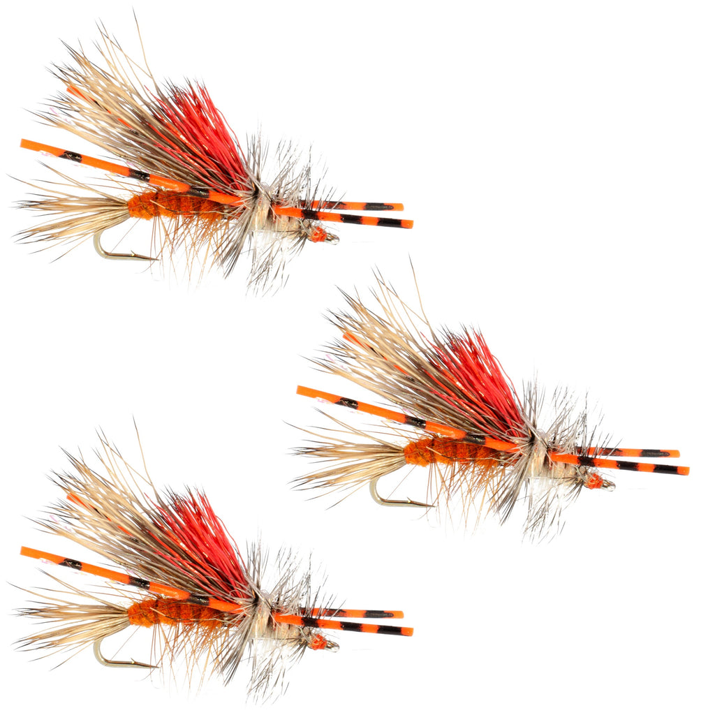 3er Pack Kaufmann's Orange Crystal Stimulator Gummibeine Trockenfliege – Hakengröße 8