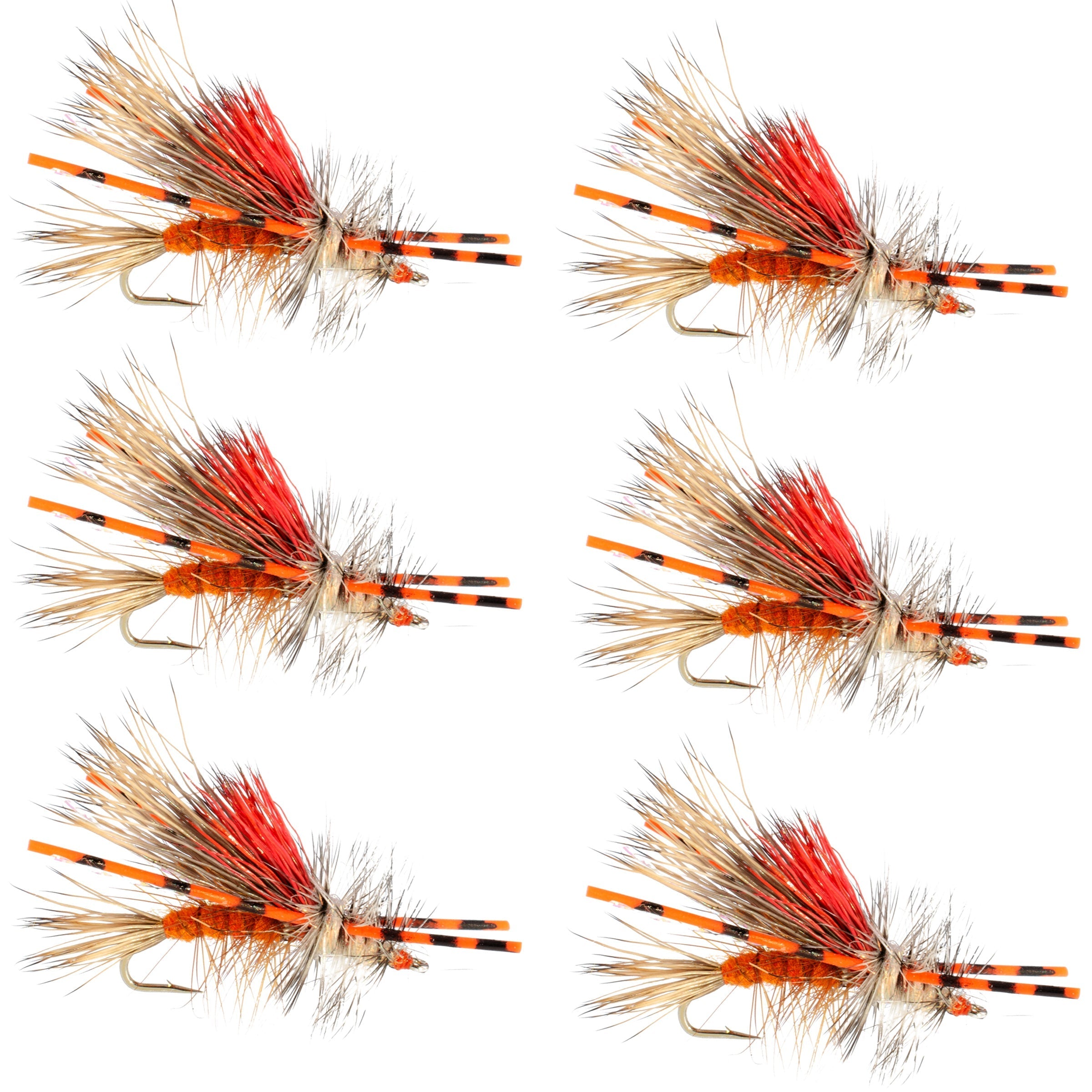 Kaufmann's Orange Crystal Stimulator Rubber Legs Trockenfliege – 6 Fliegen Hakengröße 8