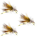 3er-Pack Kaufmann's Yellow Crystal Stimulator Rubber Legs Trockenfliege – Hakengröße 8