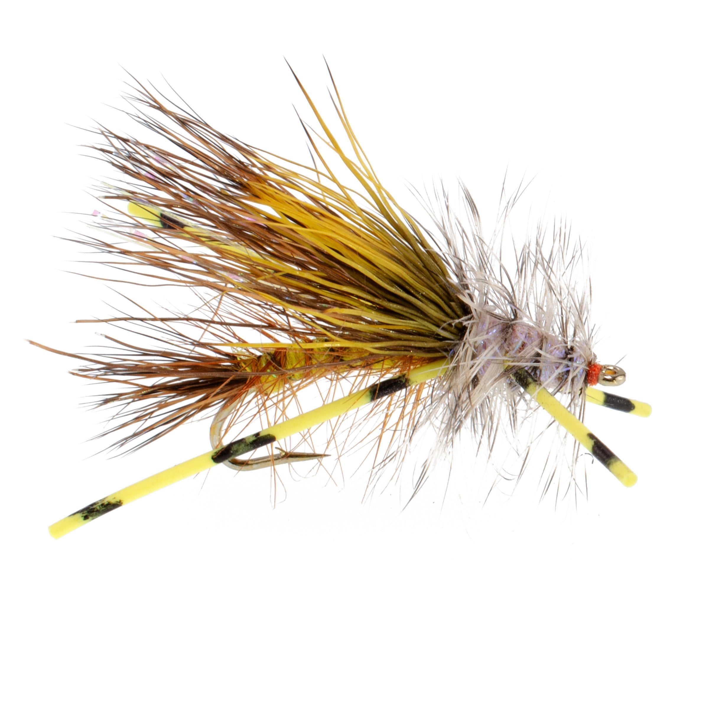 3er-Pack Kaufmann's Yellow Crystal Stimulator Rubber Legs Trockenfliege – Hakengröße 12