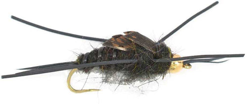 3er-Pack widerhakenlose Goldkopf-Kaufmanns-Steinfliege mit Gummibeinen – Steinfliegen-Nassfliege – Hakengröße 8