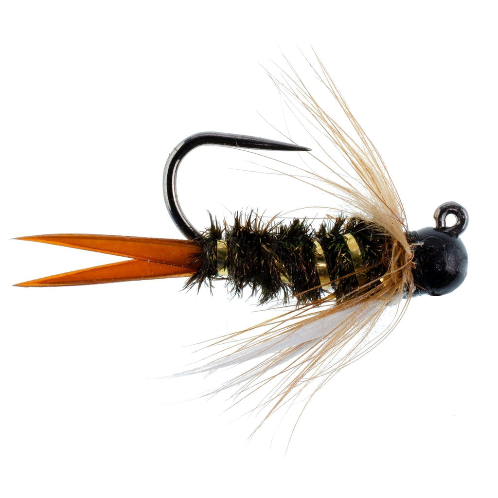 3er-Pack schwarze Tungsten Bead Prince Jig Tactical Czech Nymph Euro Nymphing Fliege – Hakengröße 12