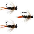 3er-Pack Schwarze Tungsten Bead Prince Jig Tactical Czech Nymph Euro Nymphing Fliege – Hakengröße 14