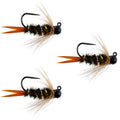 3er-Pack schwarze Tungsten Bead Prince Jig Tactical Czech Nymph Euro Nymphing Fliege – Hakengröße 12