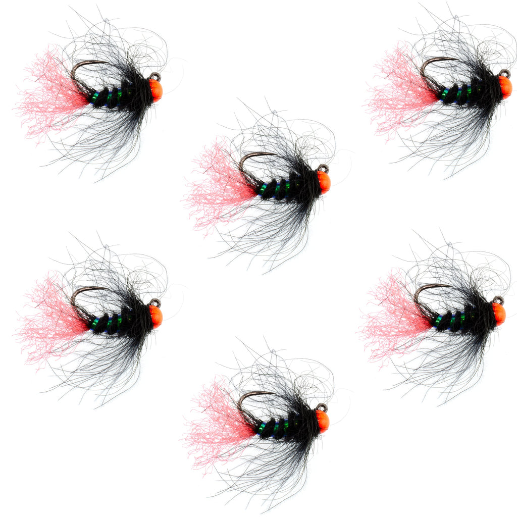 Wolfram-Hot-Bead-Jig Taktische Lötlampe Tschechische Nymphe Euro Nymphing Fliege - 6 Fliegen Größe 16