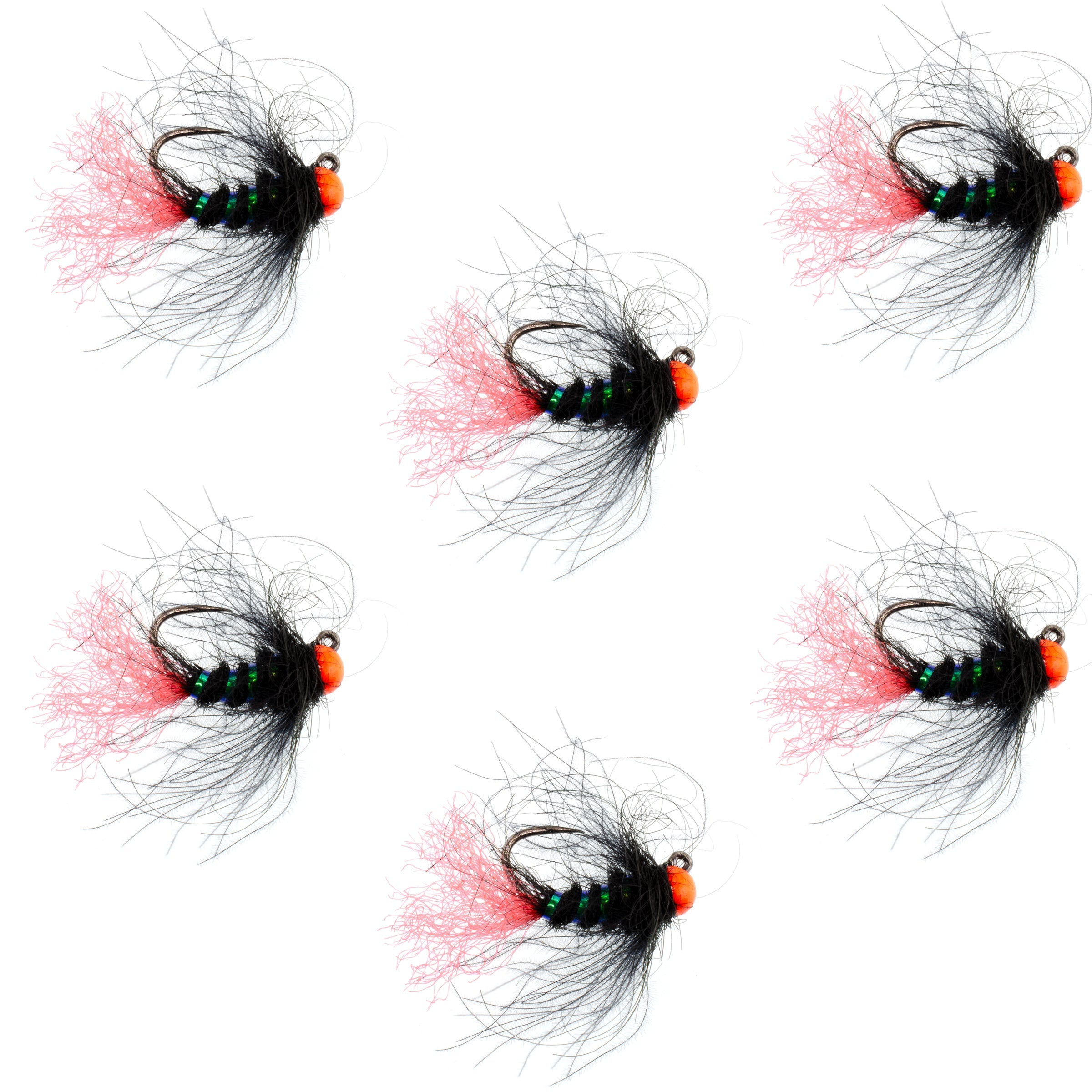 Wolfram-Hot-Bead-Jig Taktische Lötlampe Tschechische Nymphe Euro Nymphing Fliege - 6 Fliegen Größe 16