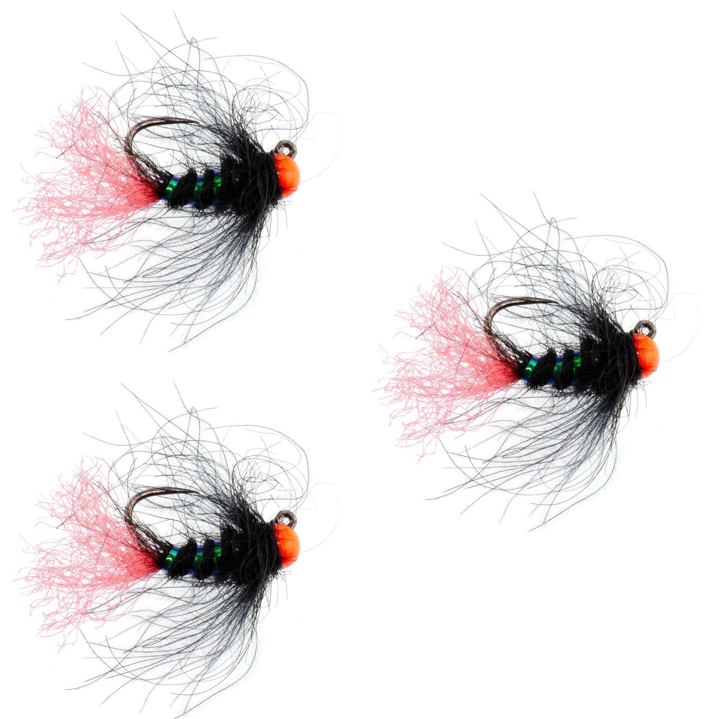 3er-Pack Tungsten Hot Bead Jig Tactical Blow Torch Czech Nymph Euro Nymphing Fliege – Hakengröße 12