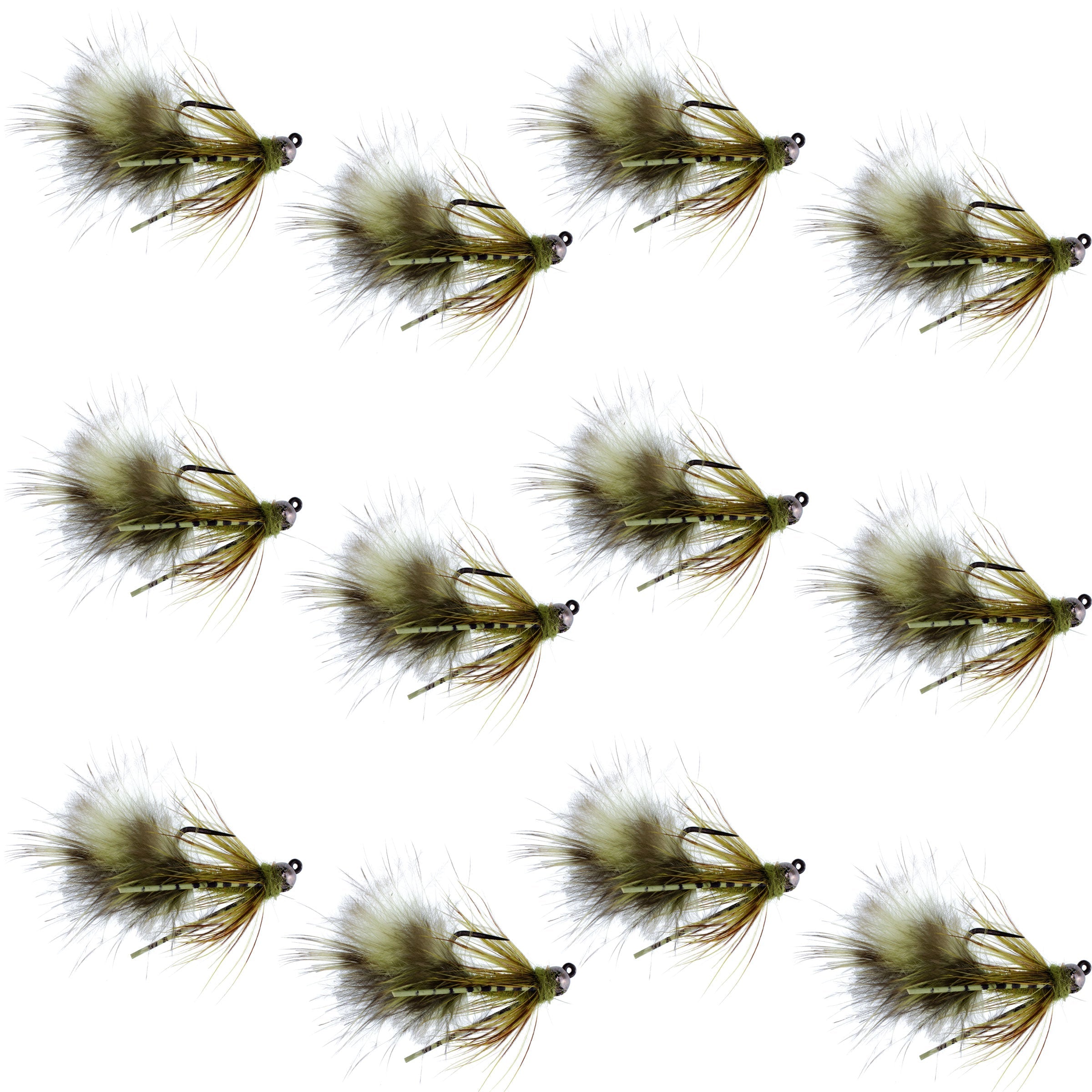 Tungsten Bead Tactical Mini Bugger Euro Nymph Fly - 12 Flies Size 12