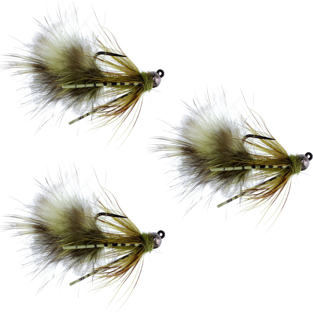 3er-Pack Tungsten Bead Tactical Olive Mini Bugger Euro Nymphing Fliege – Größe 8