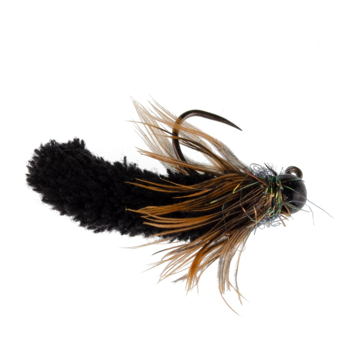 Wolframkopf Black Mop Fly Tactical Euro Nymph Widerhakenlos 12 Fliegen - Größe 14