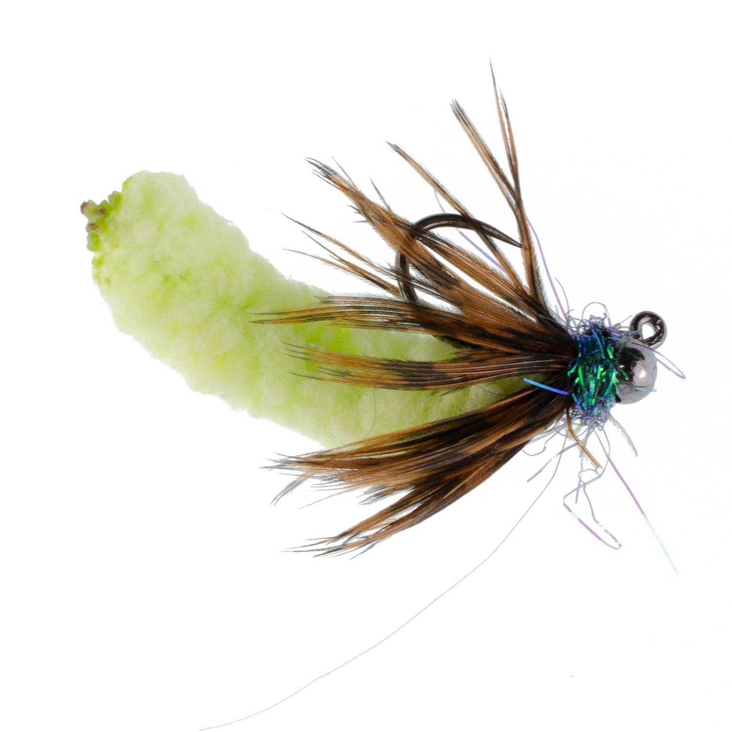 3er-Pack Tungsten-Bead Chartreuse Mop Fly Tactical Jig Czech Euro Nymph Widerhakenlose Fliege – Größe 14