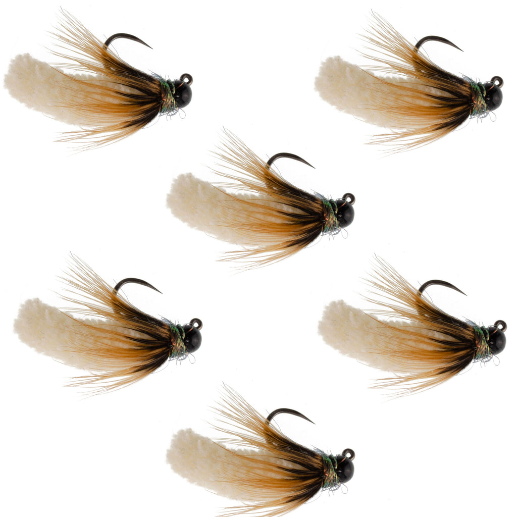 Tungsten Bead Cream Mop Fly Tactical Jig Euro Nymph  - 6 Flies Size 14
