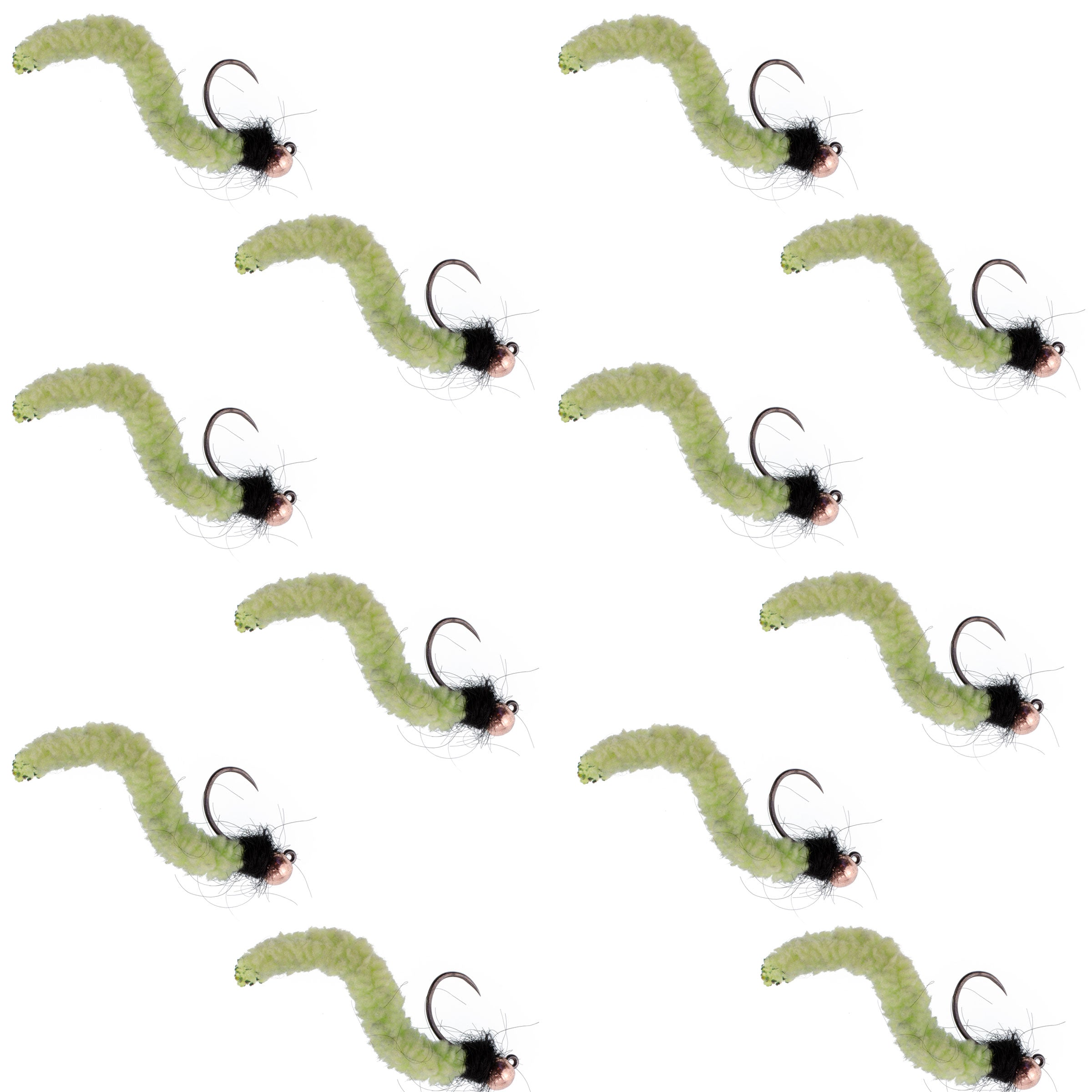 Wolframperlen Chartreuse Wurmige Mop Fly Taktische Jig Czech Euro Nymph Widerhakenlose Fliege - 1 Dutzend Fliegen Größe 12