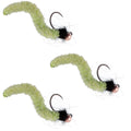 3er-Pack Tungsten Bead Chartreuse Wormy Mop Fly Tactical Jig Czech Euro Nymph Widerhakenlos – Größe 12