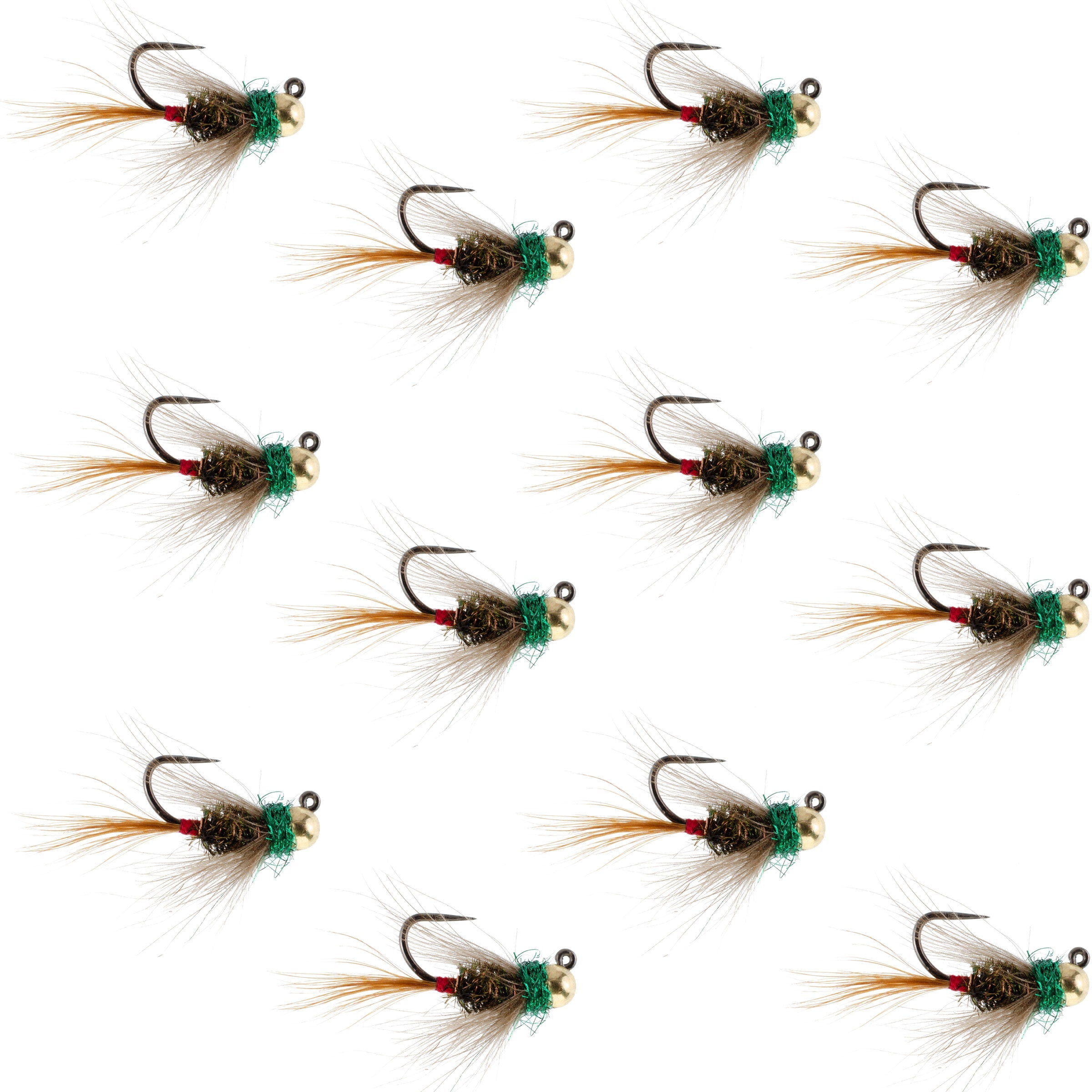 Wolframkopf-Tactical-CDC-Frenchie-Nymphe-Euro-Fliege – 12 Fliegen, Größe 12