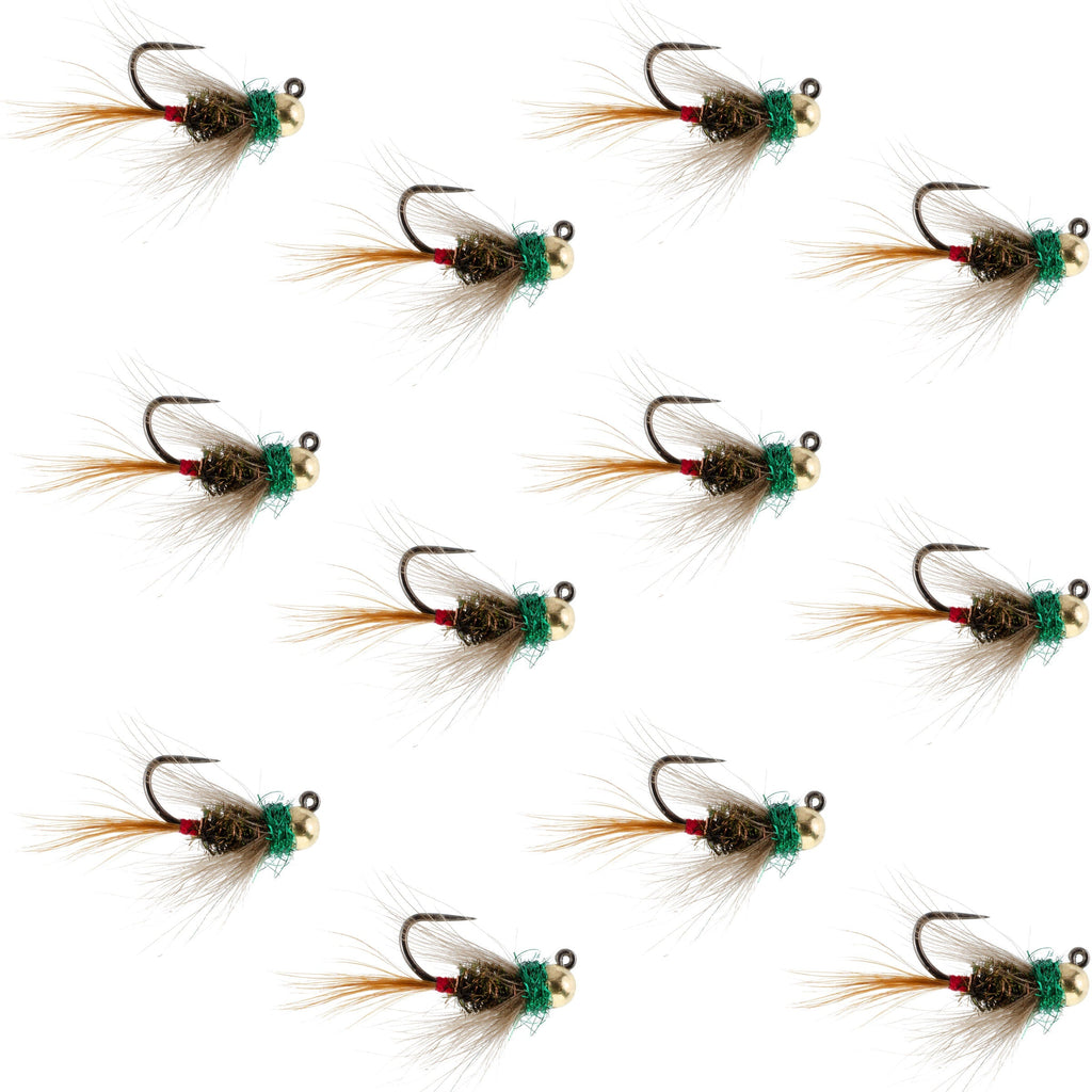 Tungsten Bead Tactical CDC Frenchie  Nymph Euro Fly - 12 Flies Size 14