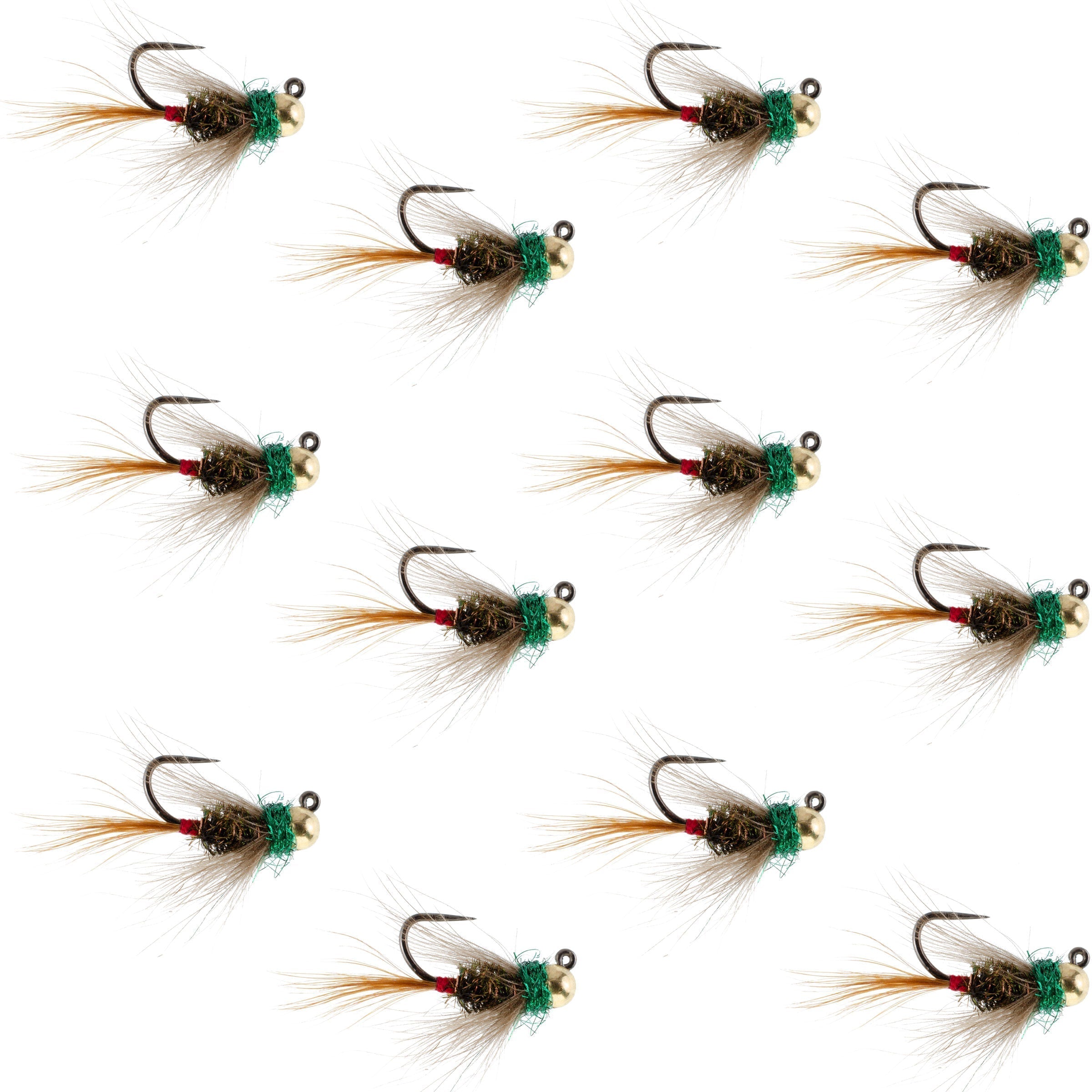 Tungsten Bead Tactical CDC Frenchie  Nymph Euro Fly - 12 Flies Size 16