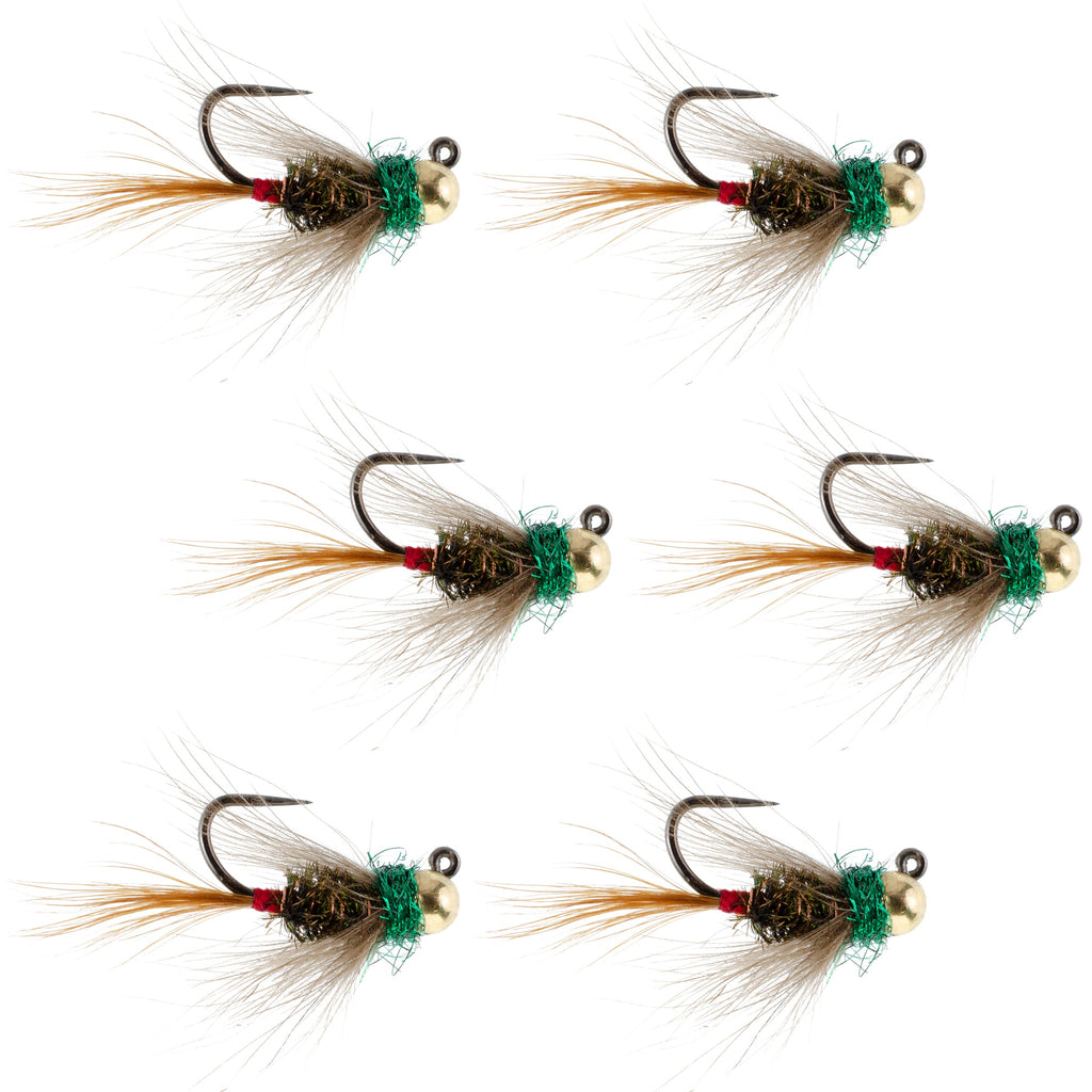 Tungsten Bead Tactical CDC Frenchie Czech Nymph Euro Jig - 6 Flies Size 12