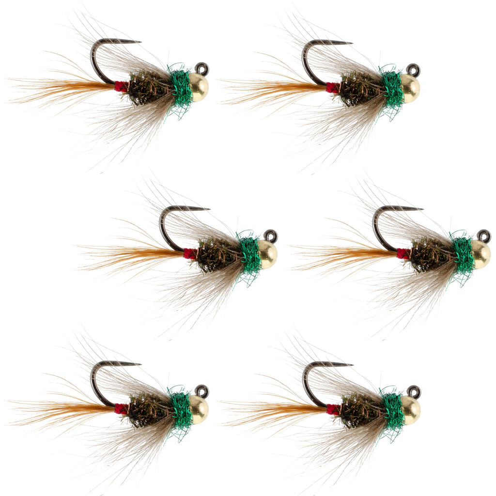 Tungsten Bead Tactical CDC Frenchie Czech Nymph Euro Jig - 6 Flies Size 14