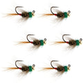 Tungsten Bead Tactical CDC Frenchie Czech Nymph Euro Jig - 6 Flies Size 14