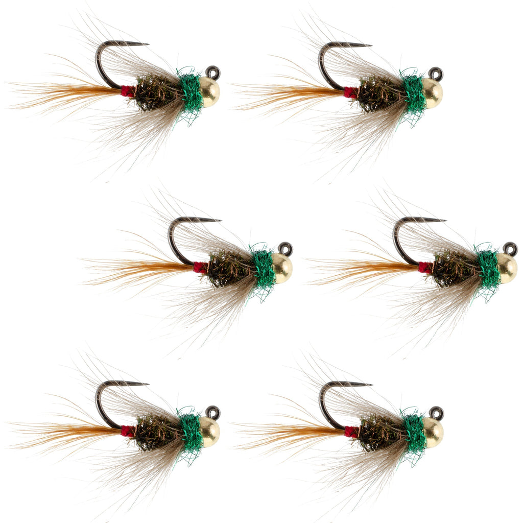 Tungsten Bead Tactical CDC Frenchie Czech Nymph Euro Jig - 6 Flies Size 16