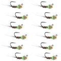 Tungsten Hot Spot Pheasant Tail Tactical Jig Euro Fly - 12 Flies Size 14