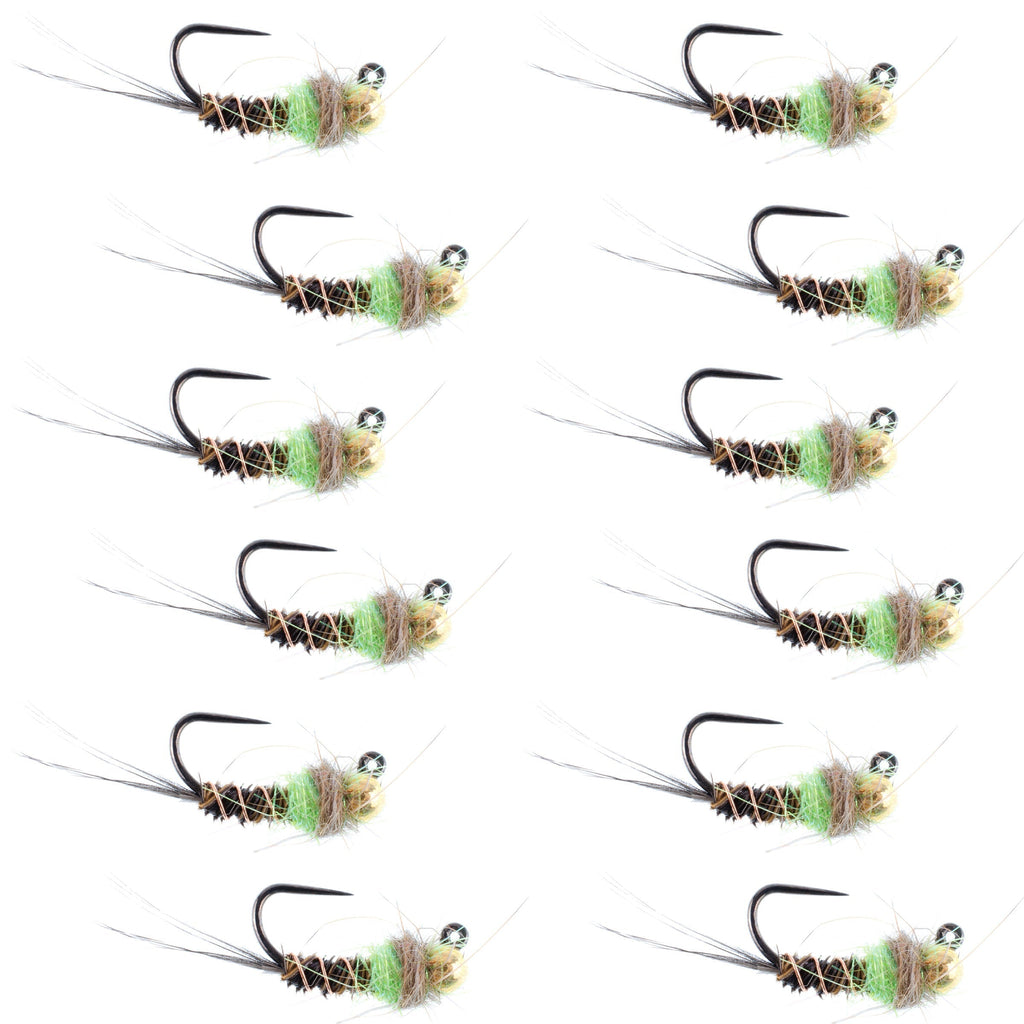 Tungsten Hot Spot Pheasant Tail Tactical Jig Euro Fly - 12 Flies Size 18