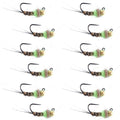 Tungsten Hot Spot Pheasant Tail Tactical Jig Euro Fly - 12 Flies Size 18