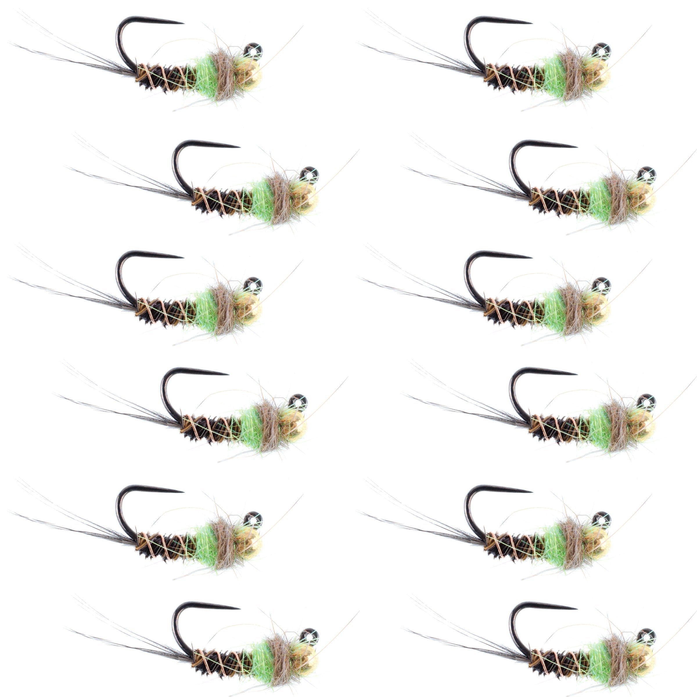 Tungsten Hot Spot Pheasant Tail Tactical Jig Euro Fly - 12 Flies Size 18