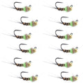 Tungsten Hot Spot Pheasant Tail Tactical Jig Euro Fly - 12 Flies Size 16