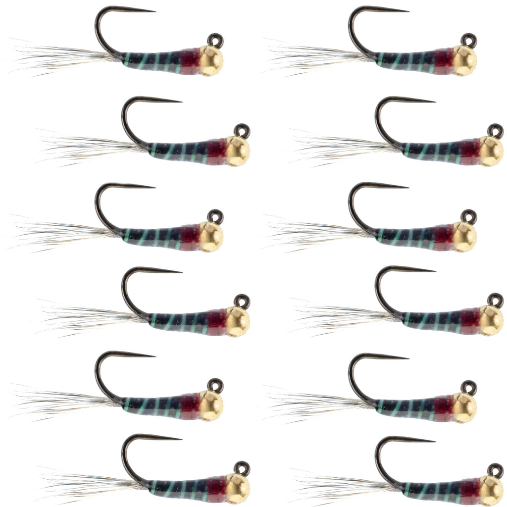 Tungsten Black Perdigon Tactical Jig Czech Euro Nymph - 12 Flies Size 14