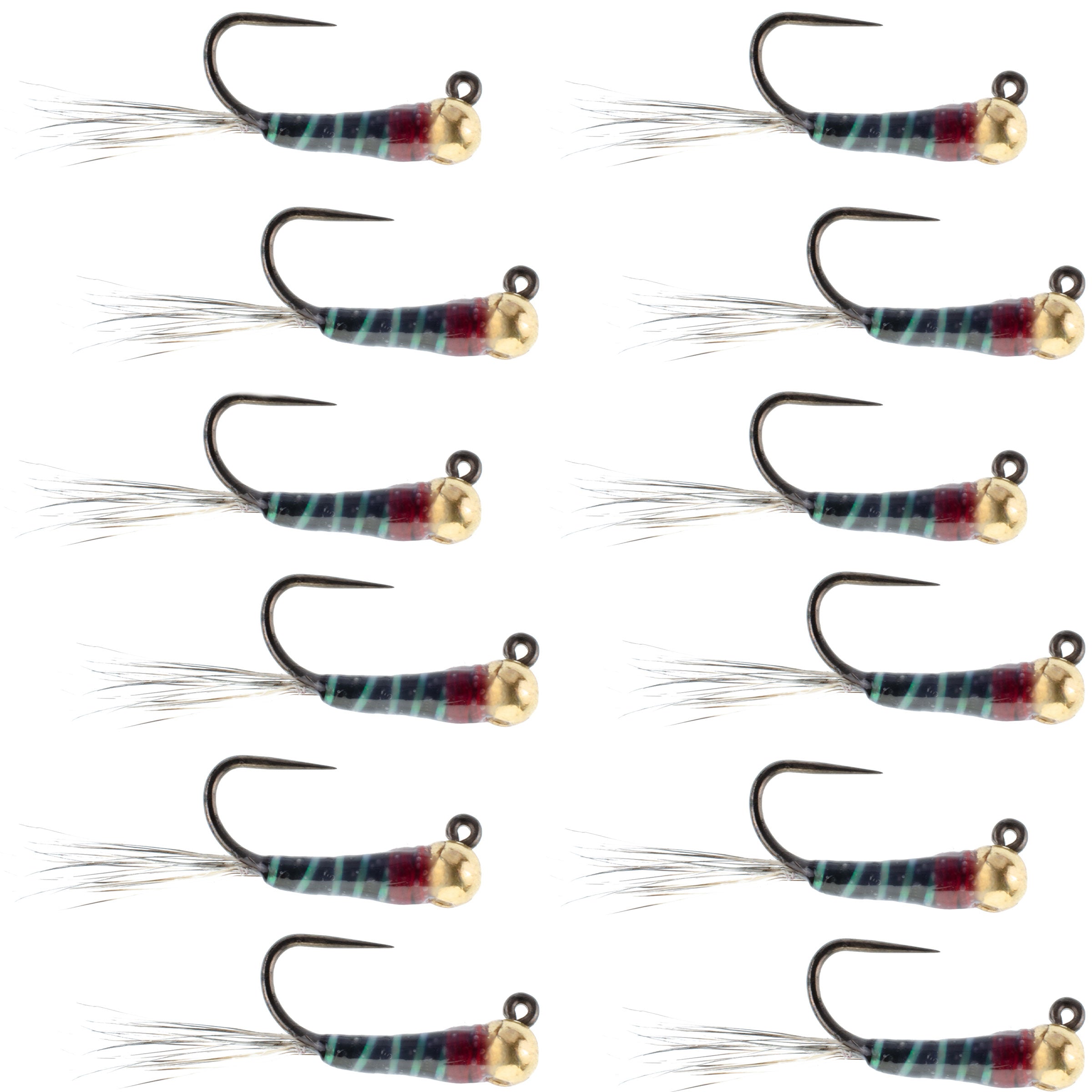 Tungsten Black Perdigon Tactical Jig Czech Euro Nymph - 12 Flies Size 14