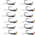 Wolfram Schwarz Perdigon Tactical Jig Tschechische Euro Nymphe - 12 Fliegen Größe 18