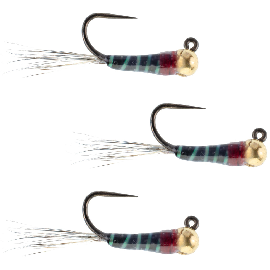 3er-Pack Tungsten Black Perdigon Tactical Jig Czech Euro Nymph - Größe 18