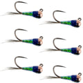 Tungsten Gasolina Perdigon Tactical Jig Euro Nymph Fly - 6 Flies Size 16