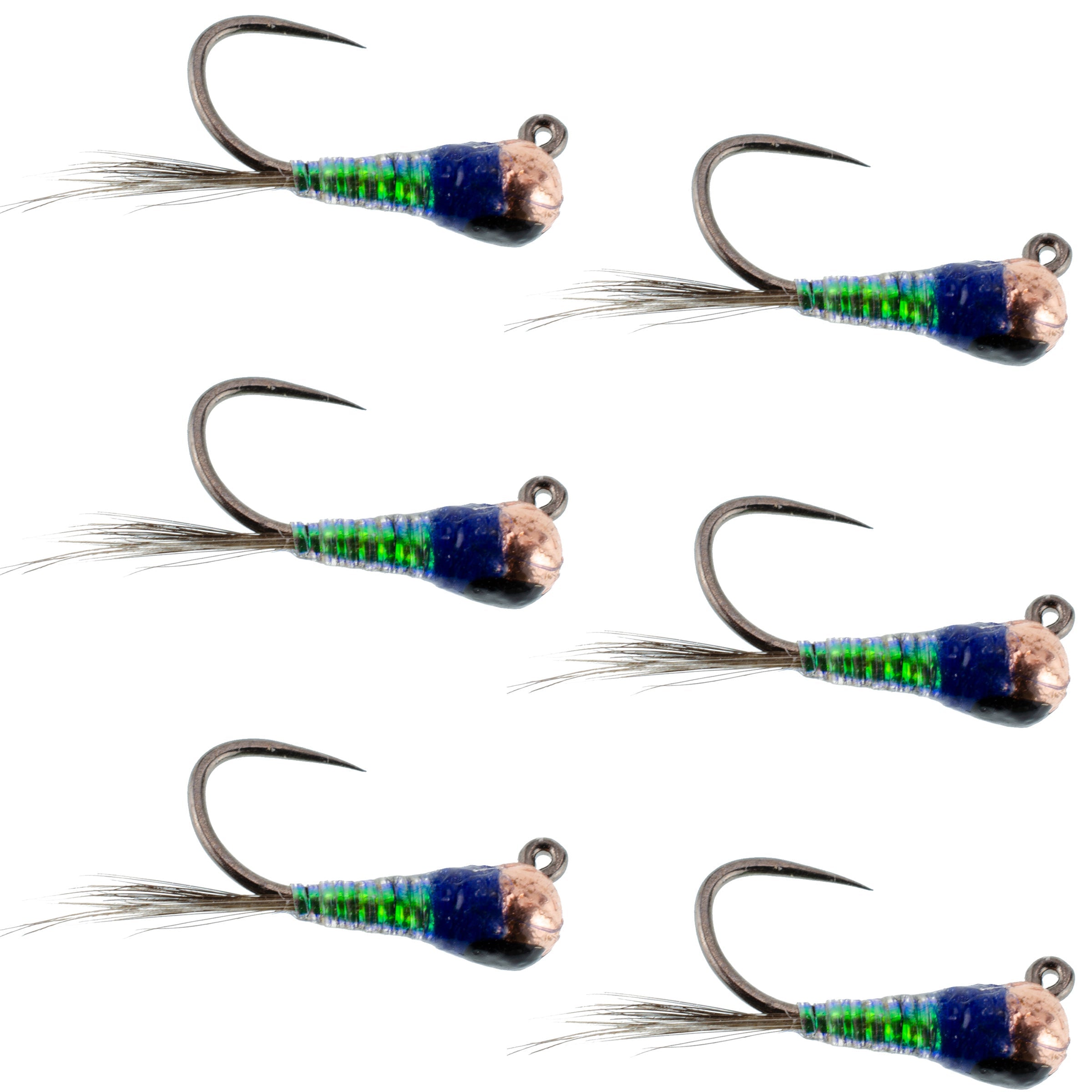 Tungsten Gasolina Perdigon Tactical Jig Euro Nymph Fly - 6 Flies Size 16