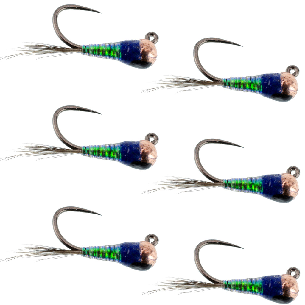 Tungsten Gasolina Perdigon Tactical Jig Euro Nymph Fly - 6 Flies Size 18