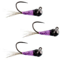 3er-Pack Tungsten-Purple Perdigon Tactical Jig Euro Nymphe Fliege – Größe 16