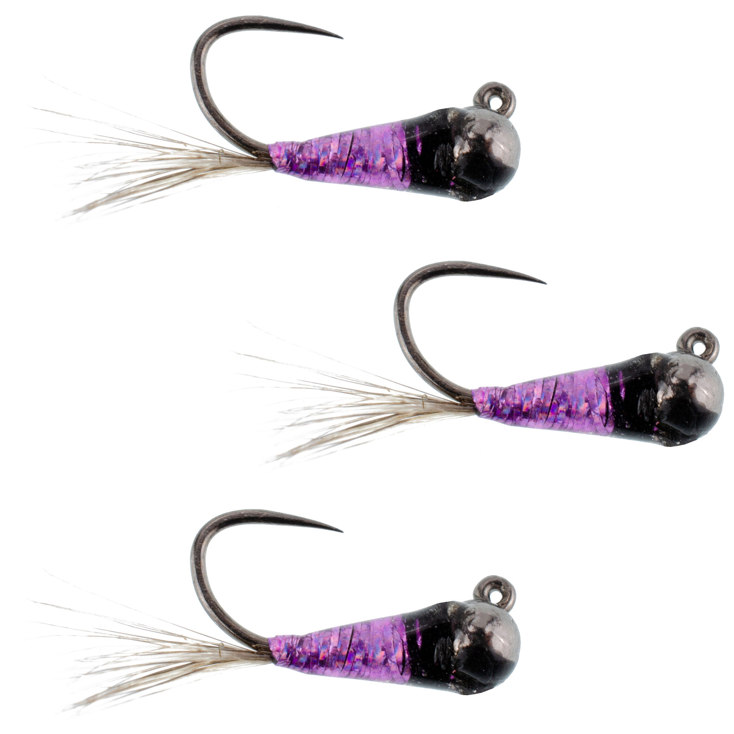 3er-Pack Tungsten-Purple Perdigon Tactical Jig Euro Nymphe Fliege – Größe 16