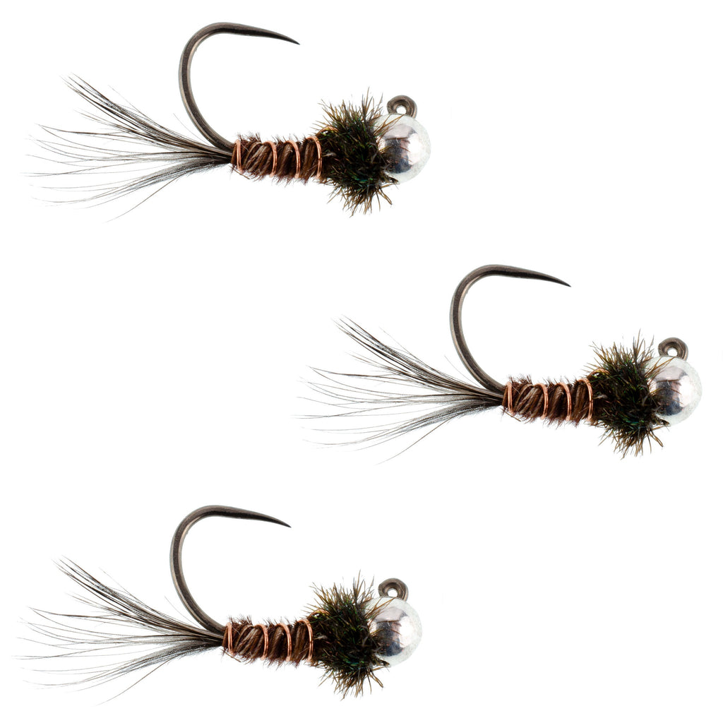 3er-Pack Tungsten Pheasant Tail Tactical Jig Euro Nymphing Fliege – Hakengröße 16