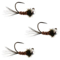 3er-Pack Tungsten Pheasant Tail Tactical Jig Euro Nymphing Fliege – Hakengröße 16
