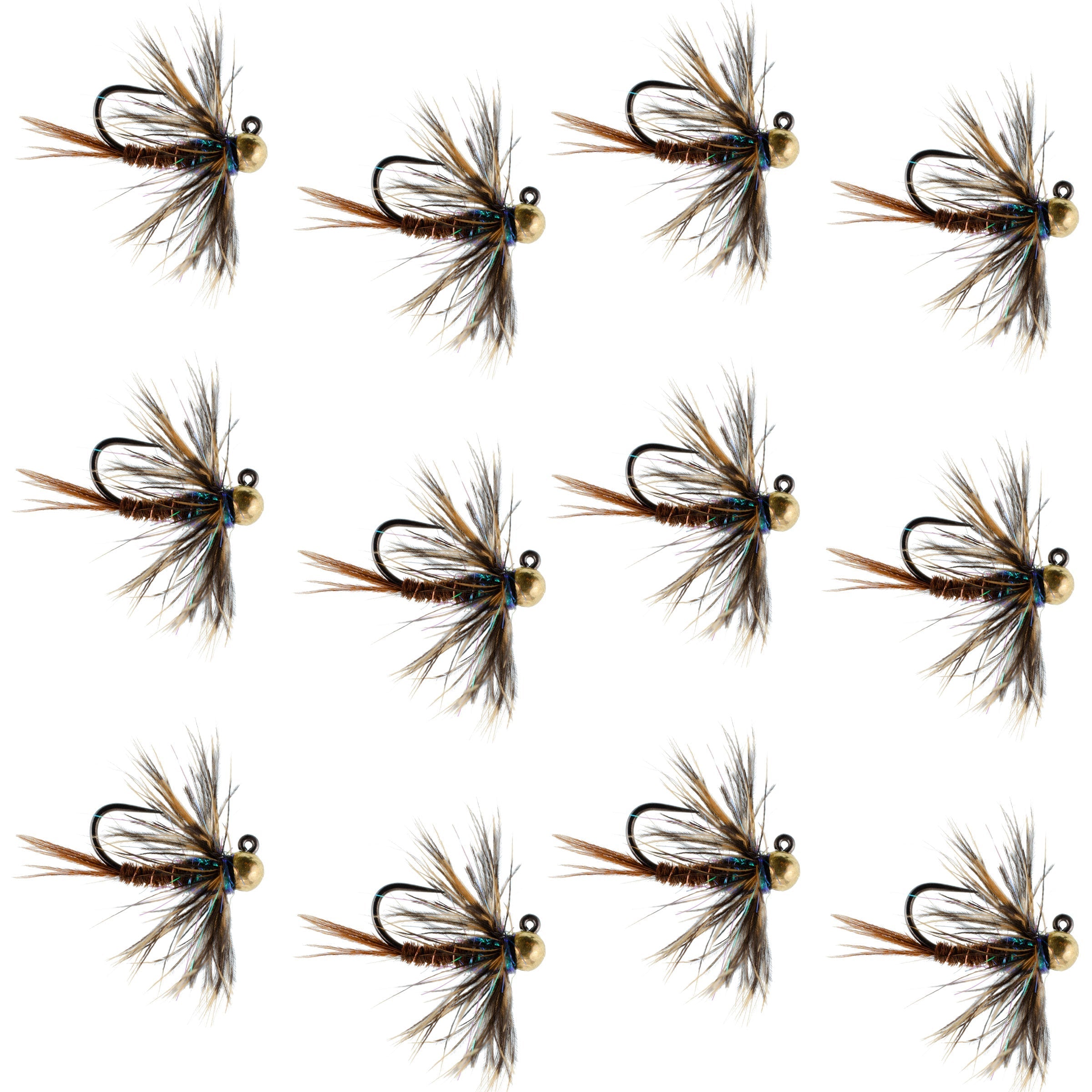 Tungsten Soft Hackle Pheasant Tail Tactical Euro Jig - 12 Flies Size 14