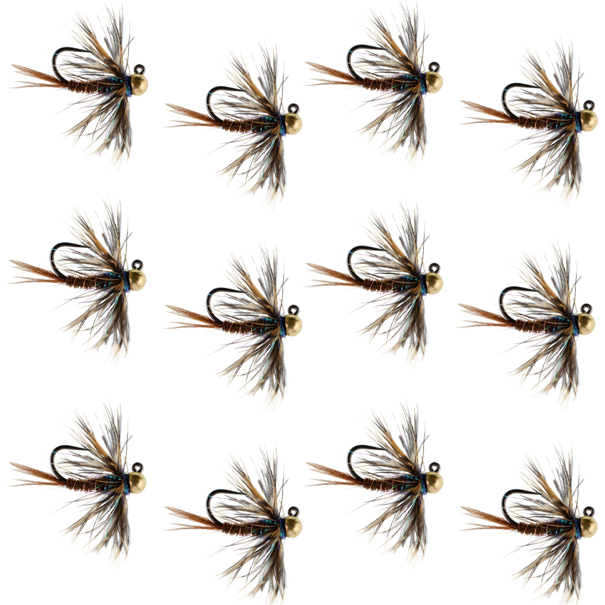 Tungsten Soft Hackle Pheasant Tail Tactical Euro Jig - 12 Flies Size 12