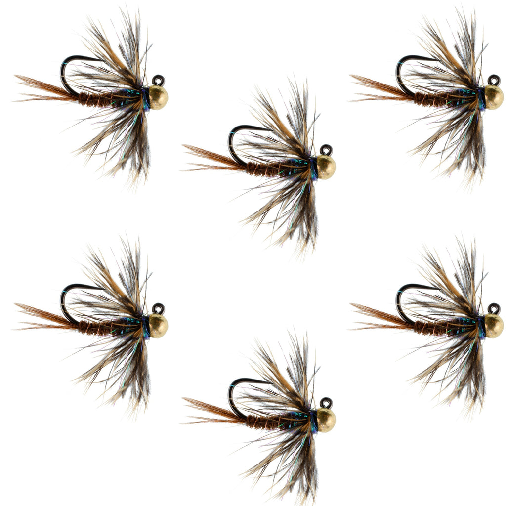 Tungsten Soft Hackle Pheasant Tail Tactical Nymph Euro Jig - 6 Flies Size 16