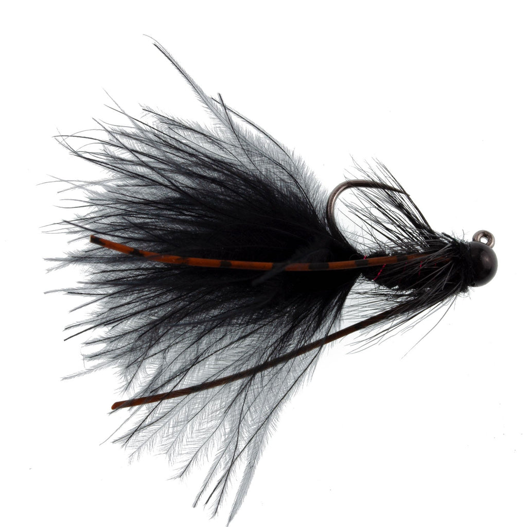 Wolframperle Tactical Black Mini Bugger Euro Nymph Fliege – 12 Fliegen Größe 12